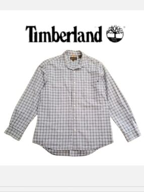 Timberland Gray & Black Check Long Sleeve Cotton Buttondown Shirt Sz XL